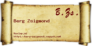 Berg Zsigmond névjegykártya